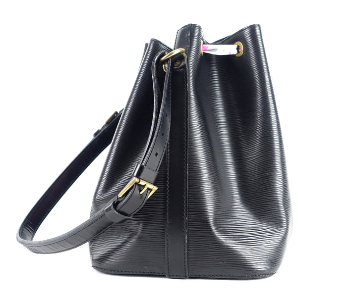 petit noe black epi leather bag with wallet