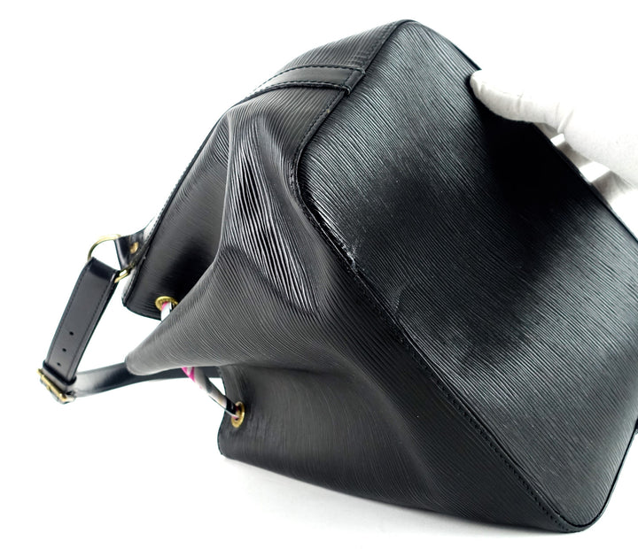 petit noe black epi leather bag with wallet