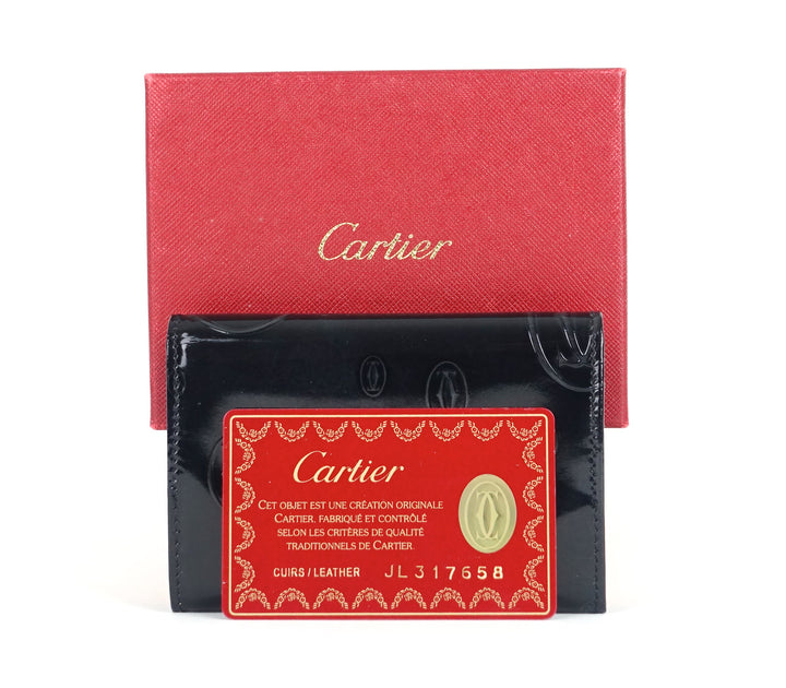 cartier happy birthday monogram calf leather palladium card holder