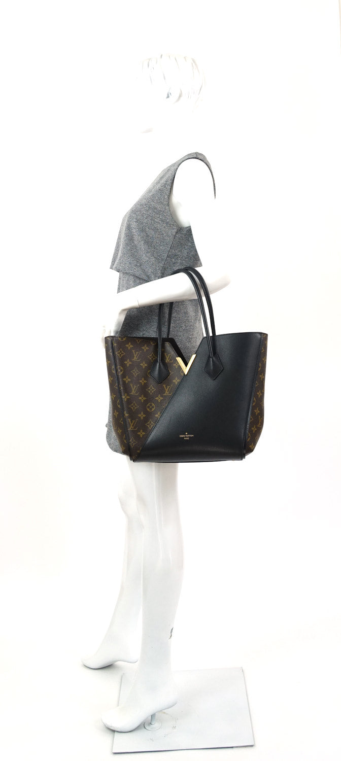 kimono monogram canvas and calfskin leather tote bag