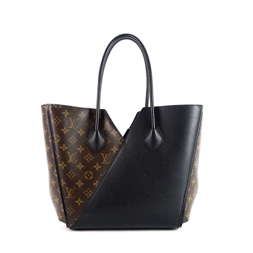 kimono monogram canvas and calfskin leather tote bag