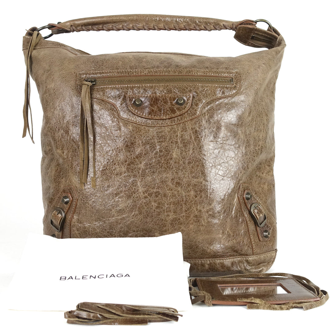 classic day glazed calfskin leather bag