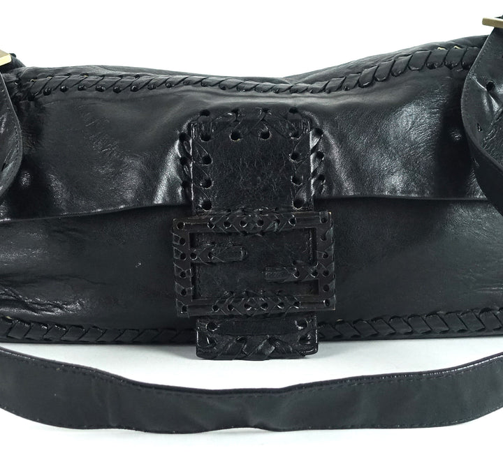 whipstitch baguette nappa leather large bag