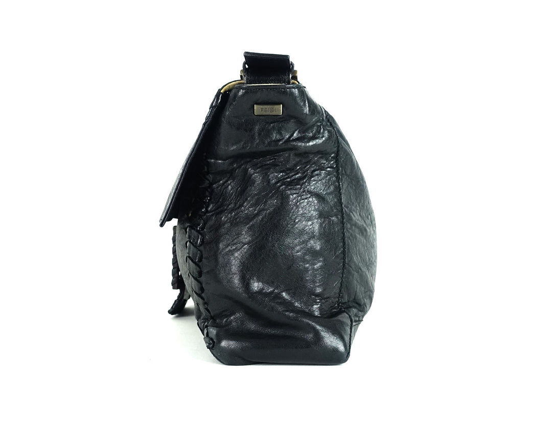 whipstitch baguette nappa leather large bag