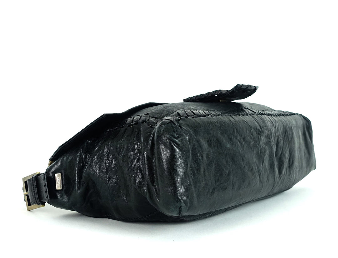 whipstitch baguette nappa leather large bag