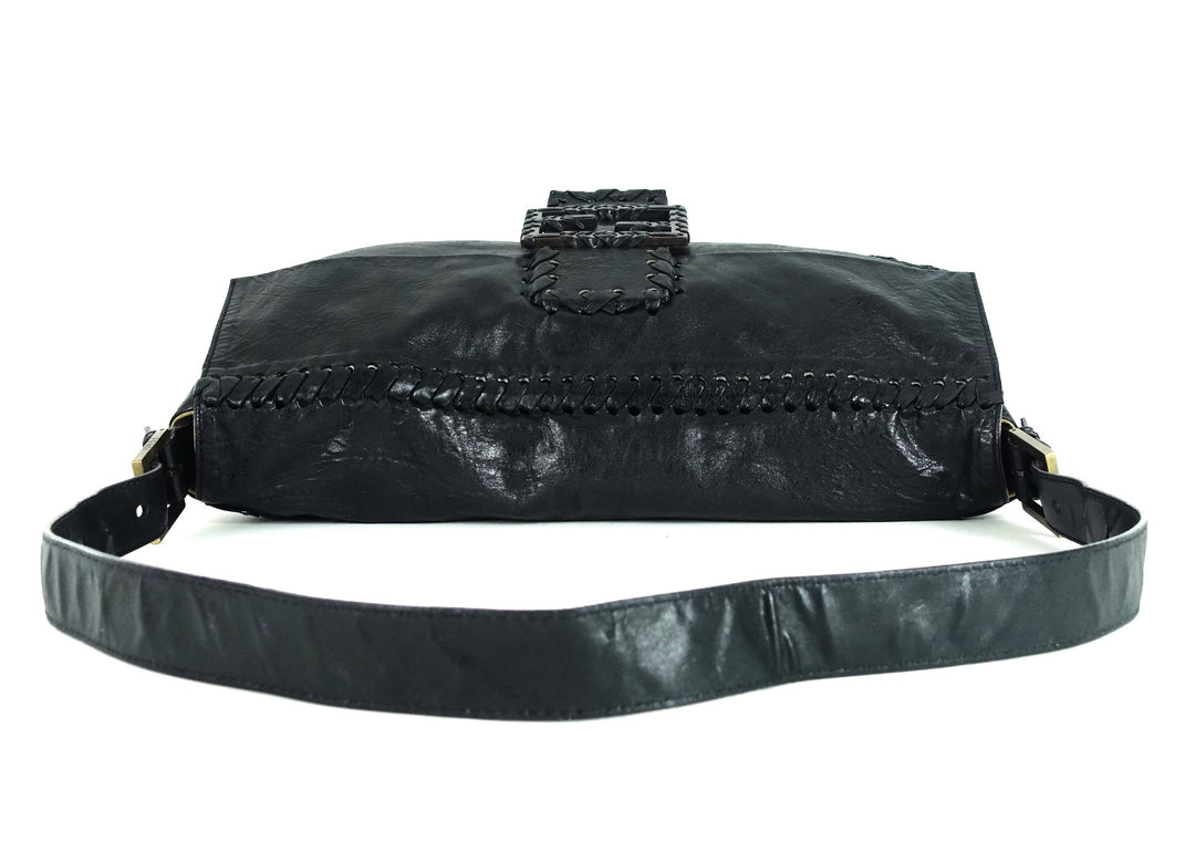 whipstitch baguette nappa leather large bag