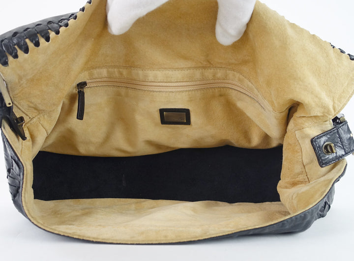 whipstitch baguette nappa leather large bag
