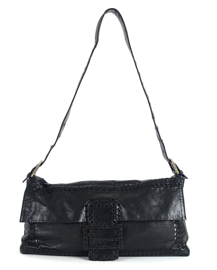 whipstitch baguette nappa leather large bag