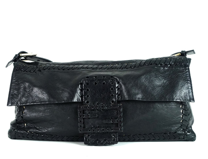whipstitch baguette nappa leather large bag