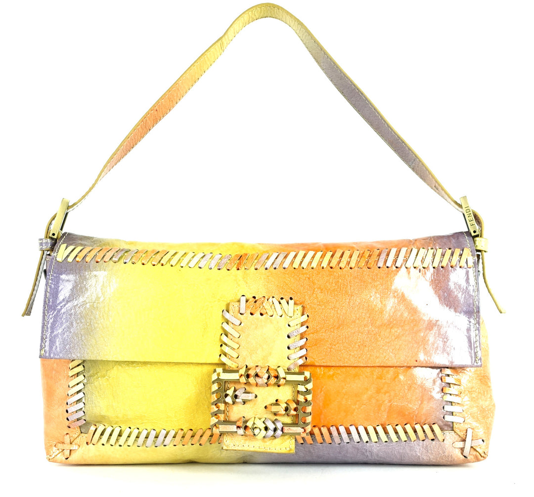 whipstitch baguette nappa leather medium bag