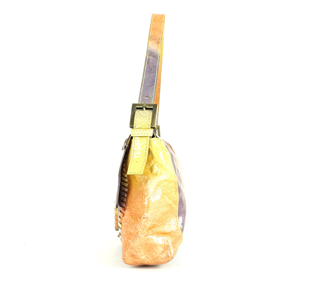 whipstitch baguette nappa leather medium bag