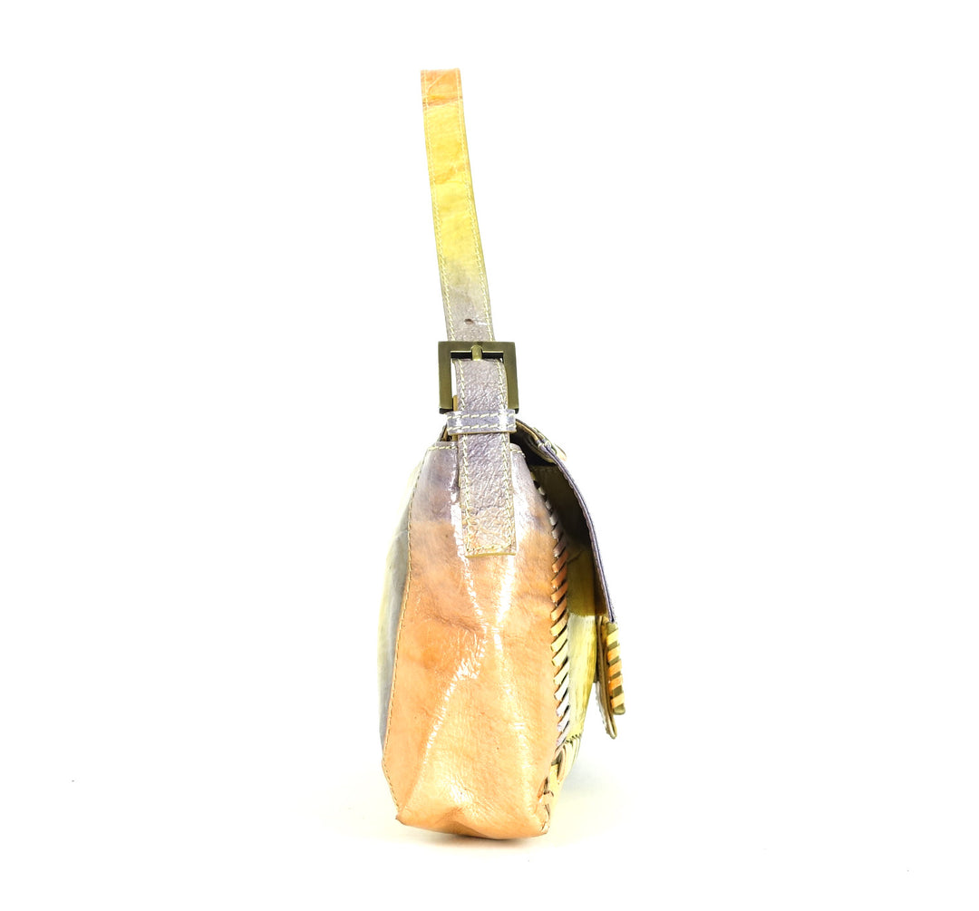 whipstitch baguette nappa leather medium bag