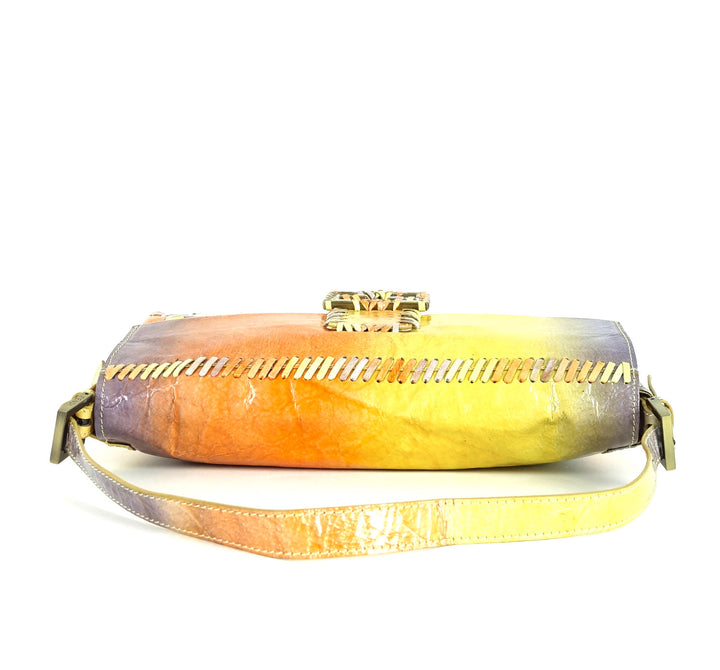 whipstitch baguette nappa leather medium bag