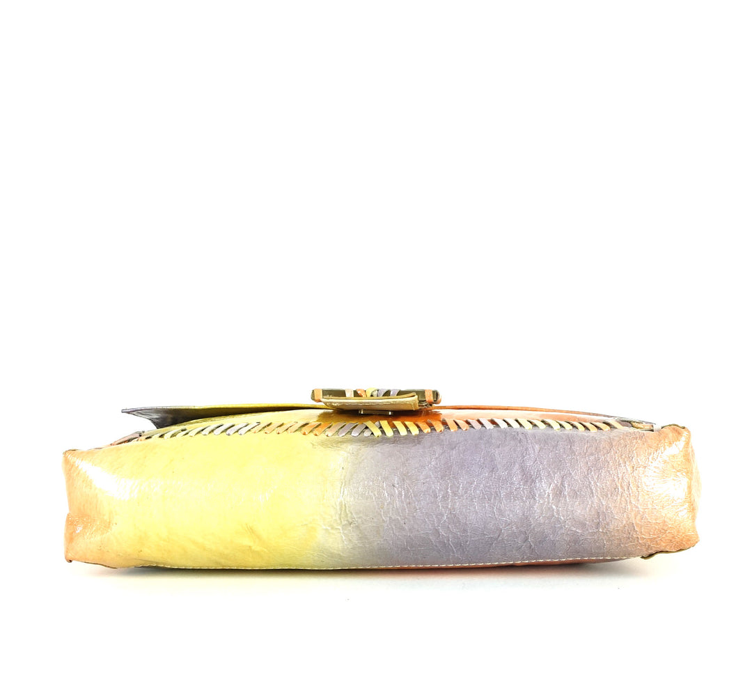 whipstitch baguette nappa leather medium bag