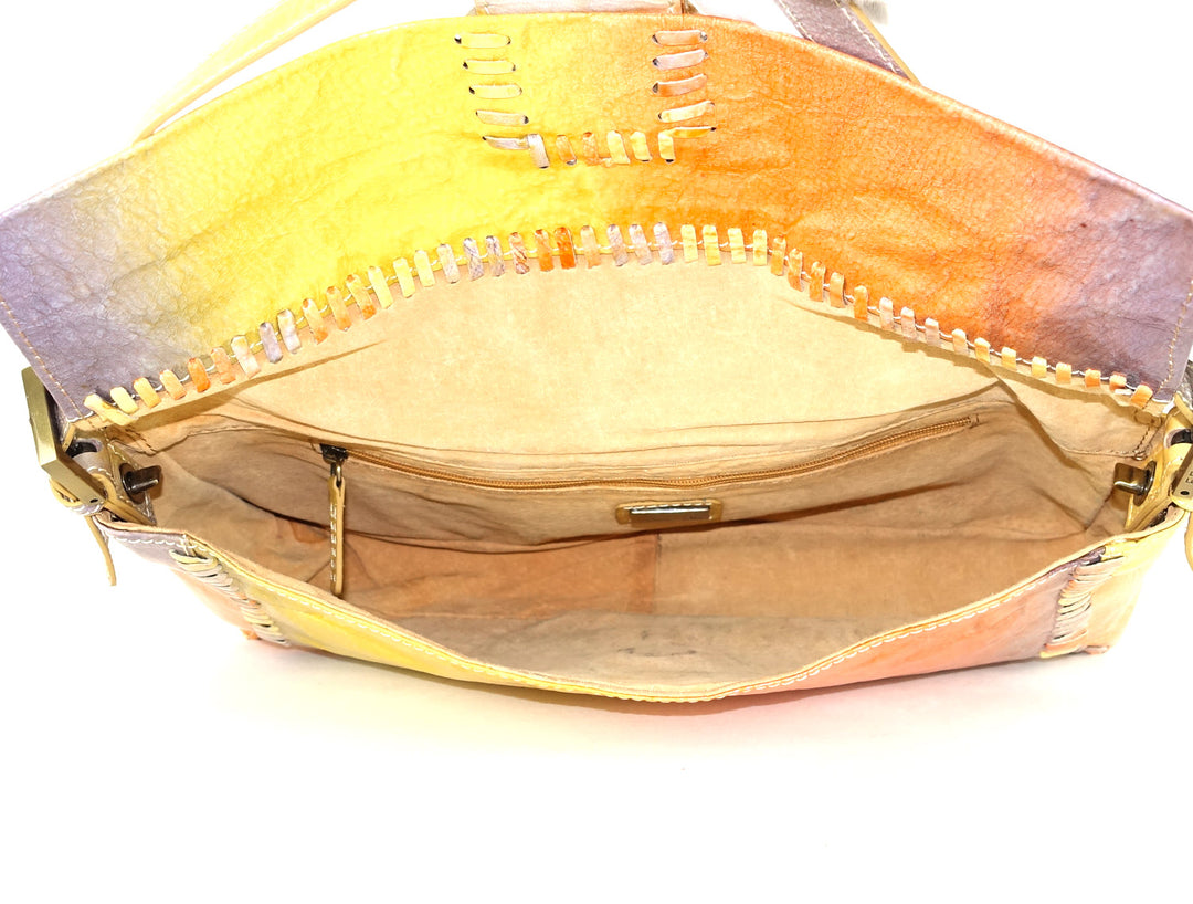 whipstitch baguette nappa leather medium bag