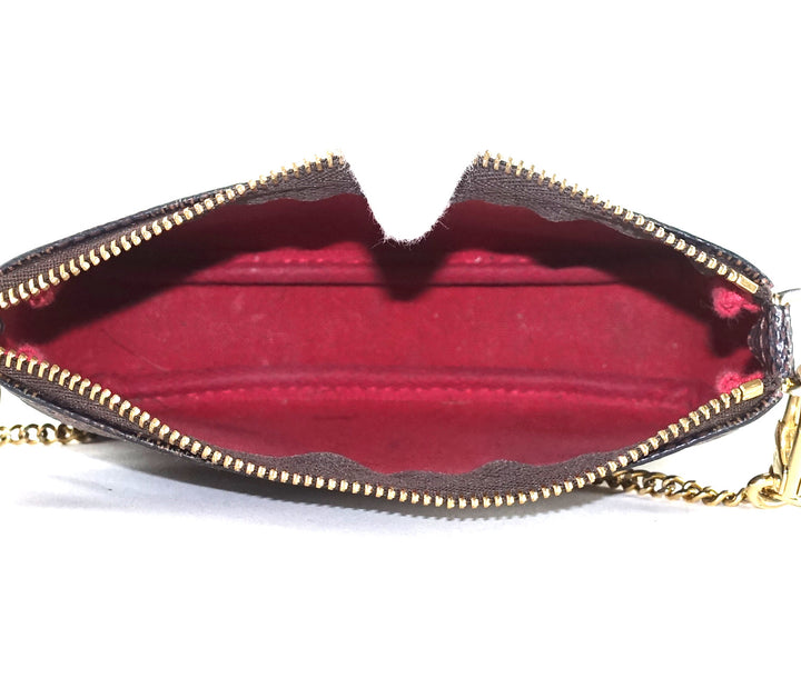 mini pochette accessoires damier ebène canvas evening bag