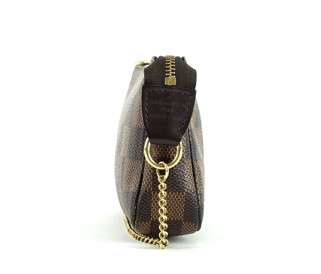 mini pochette accessoires damier ebène canvas evening bag
