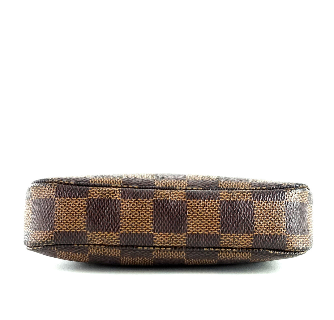 mini pochette accessoires damier ebène canvas evening bag