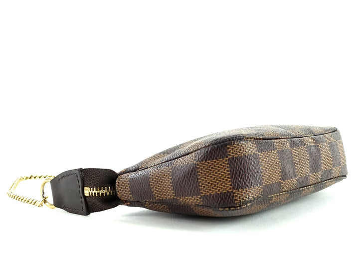 mini pochette accessoires damier ebène canvas evening bag