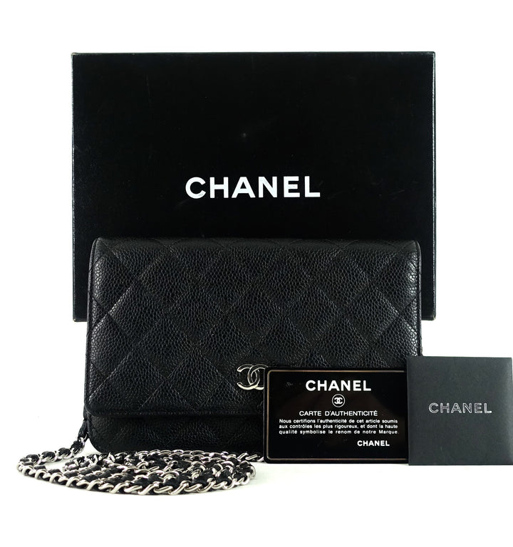 wallet on chain caviar leather bag