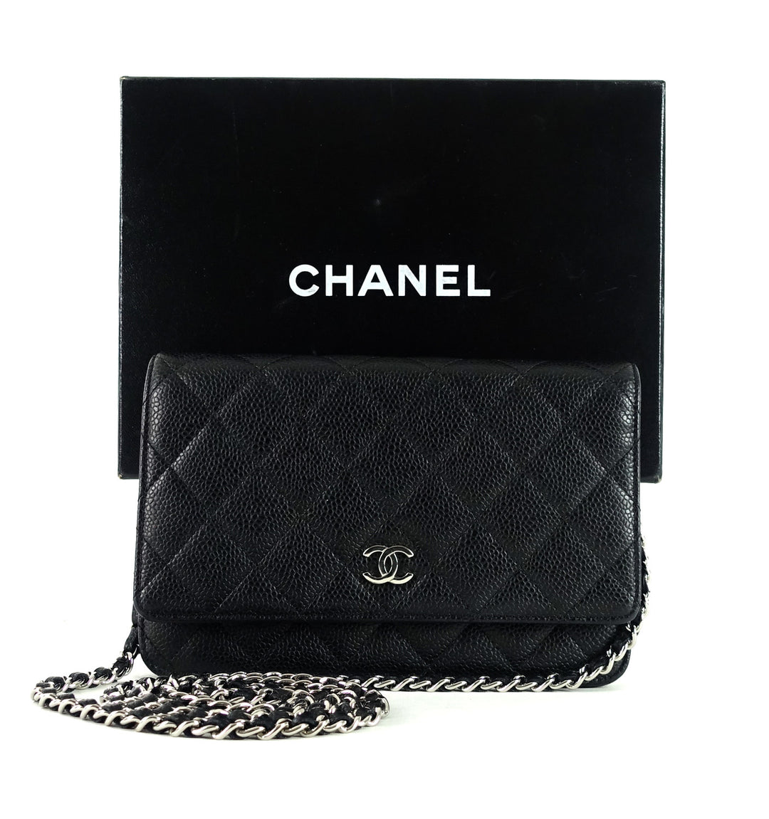 wallet on chain caviar leather bag