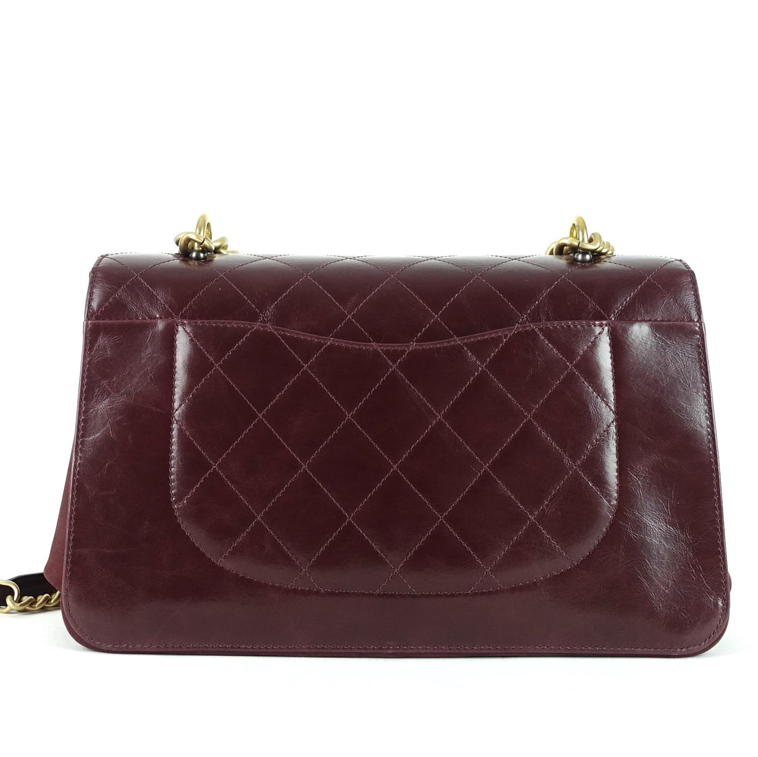 straight line calf leather flap bag