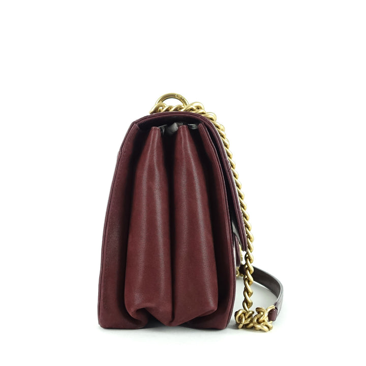 straight line calf leather flap bag