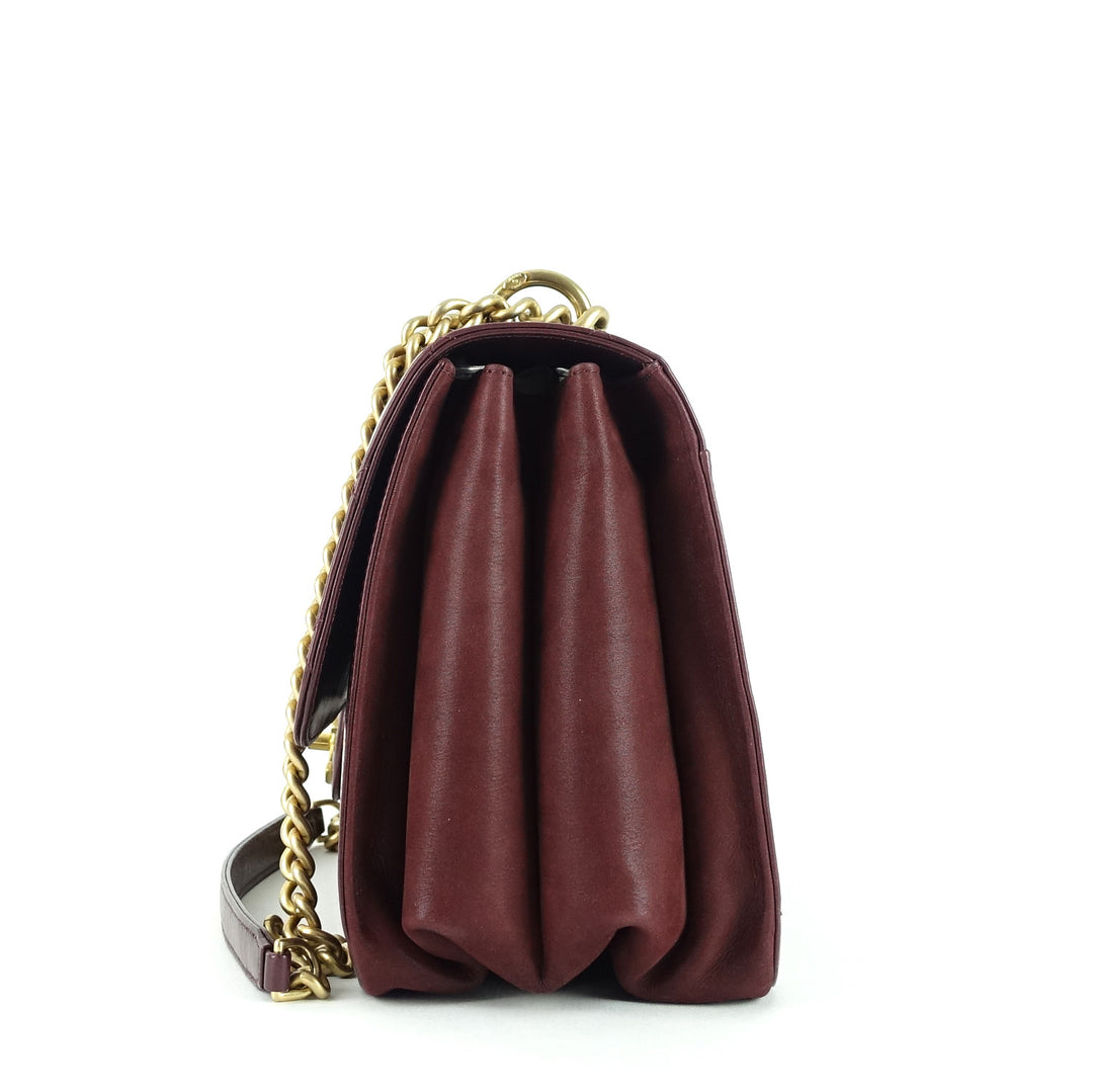 straight line calf leather flap bag