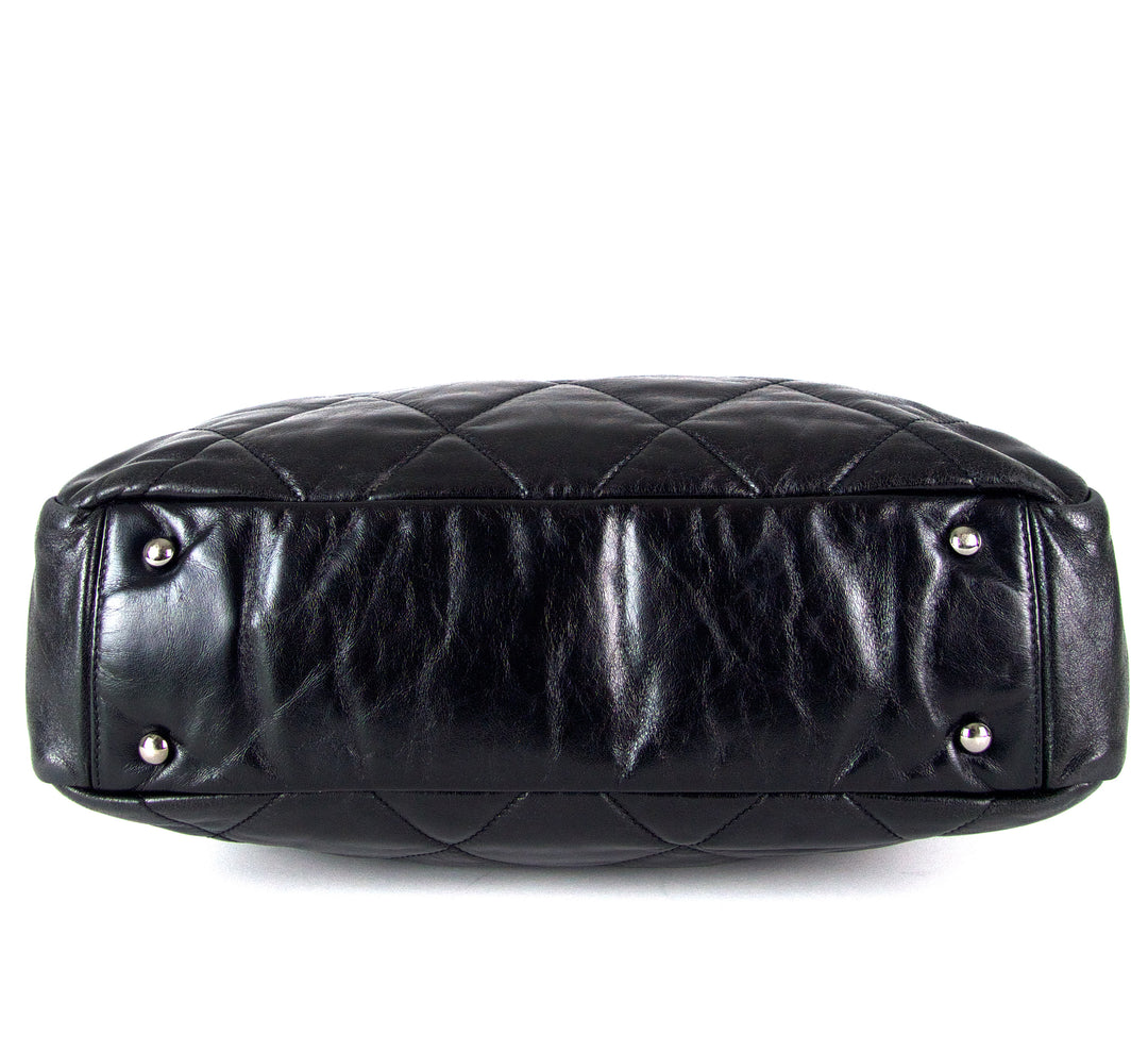 portobello quilted glazed calfskin leather and tweed frame shoulder bag