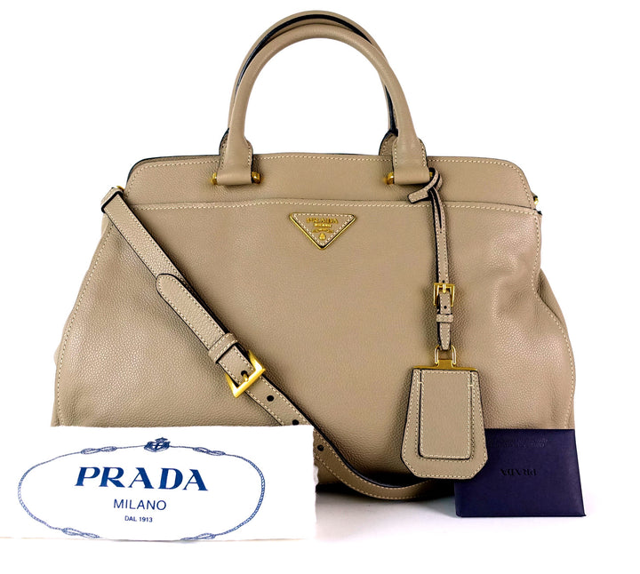 pebbled vitello daino leather tote bag