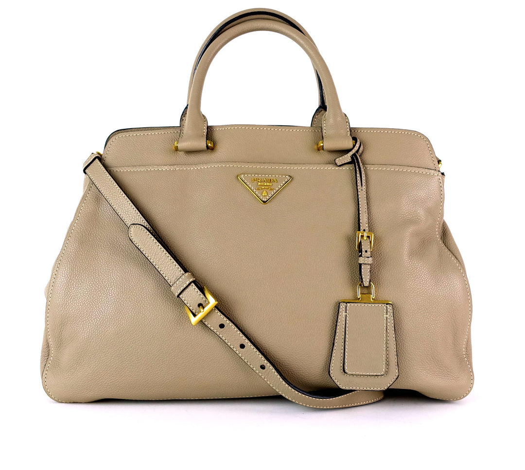 pebbled vitello daino leather tote bag
