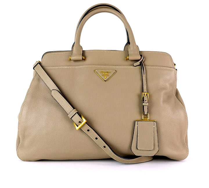 pebbled vitello daino leather tote bag