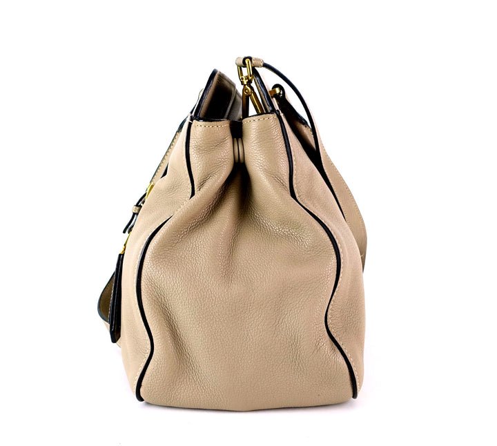 pebbled vitello daino leather tote bag