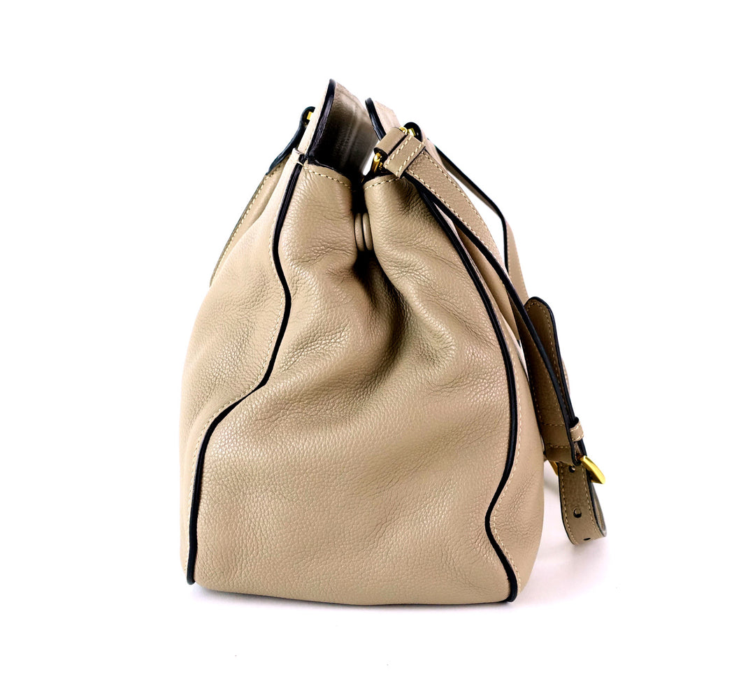pebbled vitello daino leather tote bag