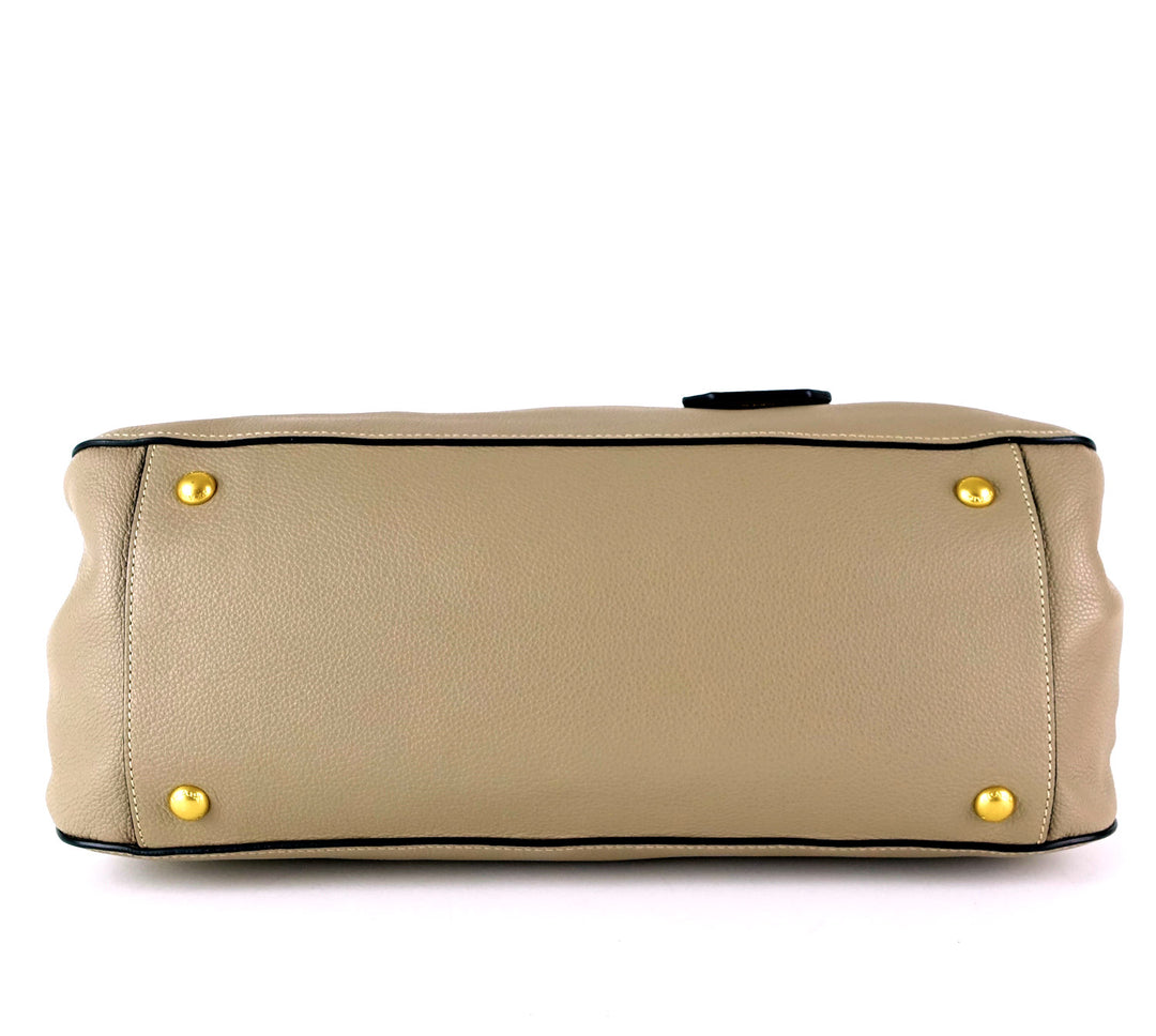 pebbled vitello daino leather tote bag