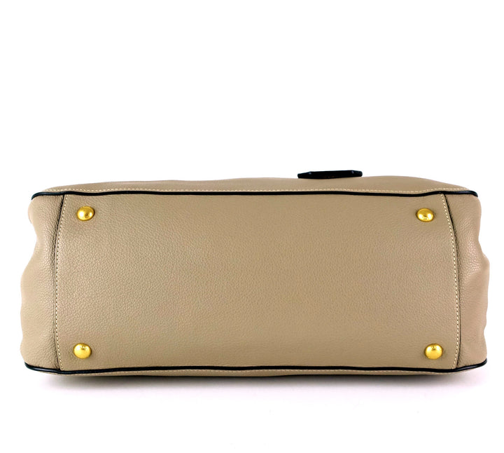 pebbled vitello daino leather tote bag