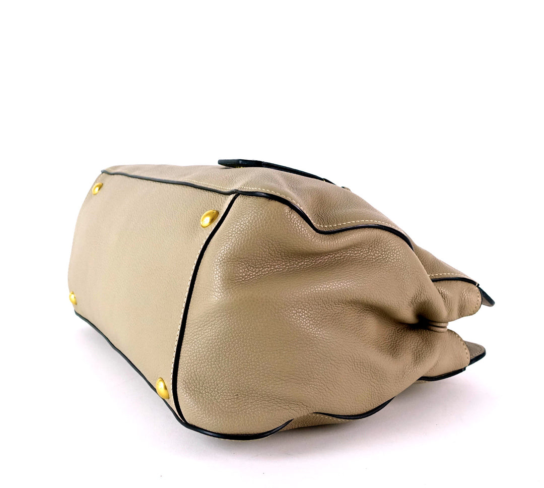 pebbled vitello daino leather tote bag