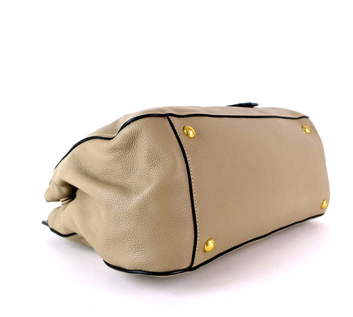 pebbled vitello daino leather tote bag