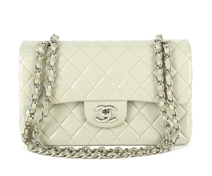 double flap glazed calfskin leather shoulder bag