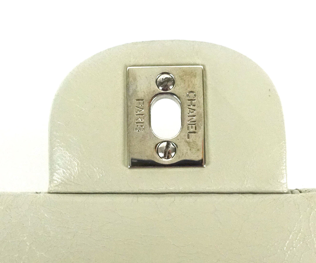 double flap glazed calfskin leather shoulder bag