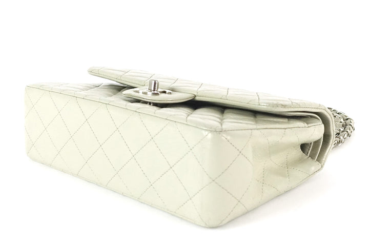 double flap glazed calfskin leather shoulder bag