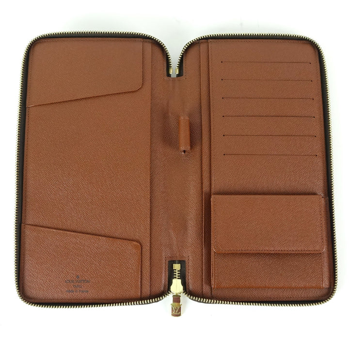 monogram canvas organizer de voyage travel wallet