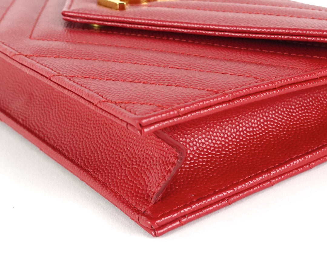 matelasse chevron calf leather classic wallet