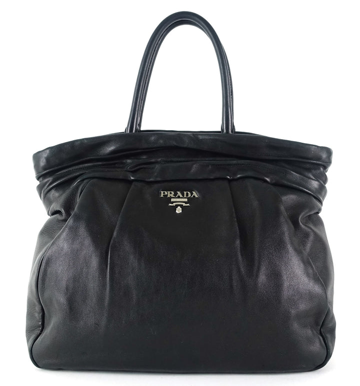 pleated vitello daino leather bag