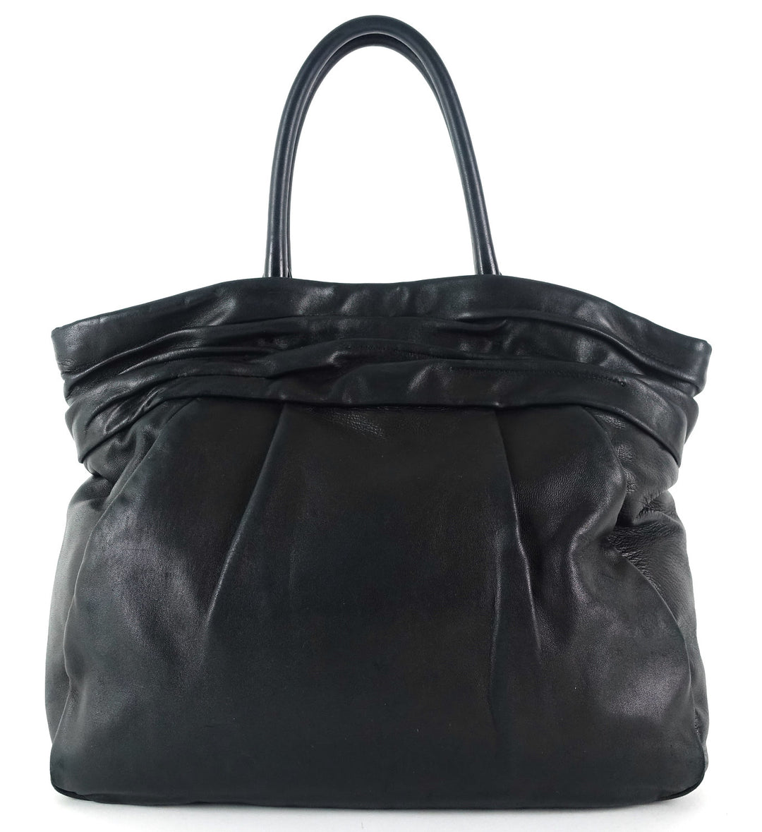 pleated vitello daino leather bag
