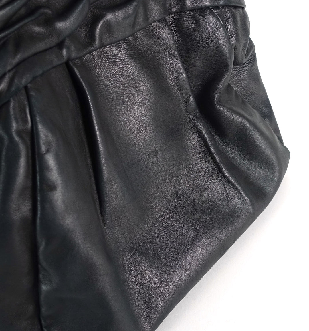pleated vitello daino leather bag
