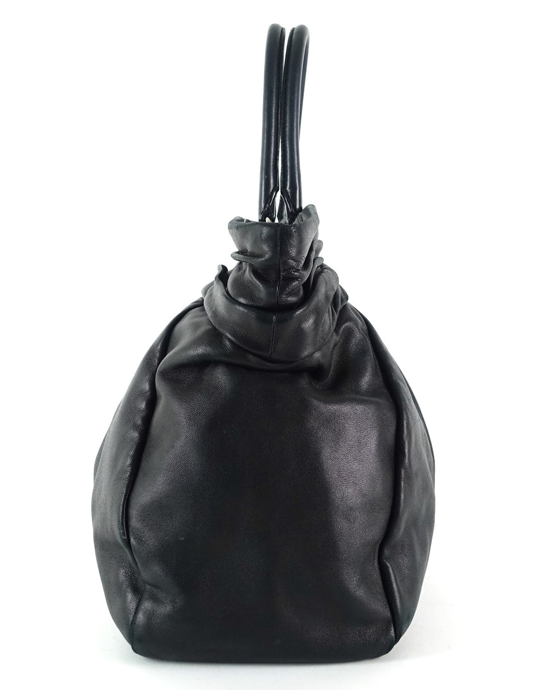 pleated vitello daino leather bag