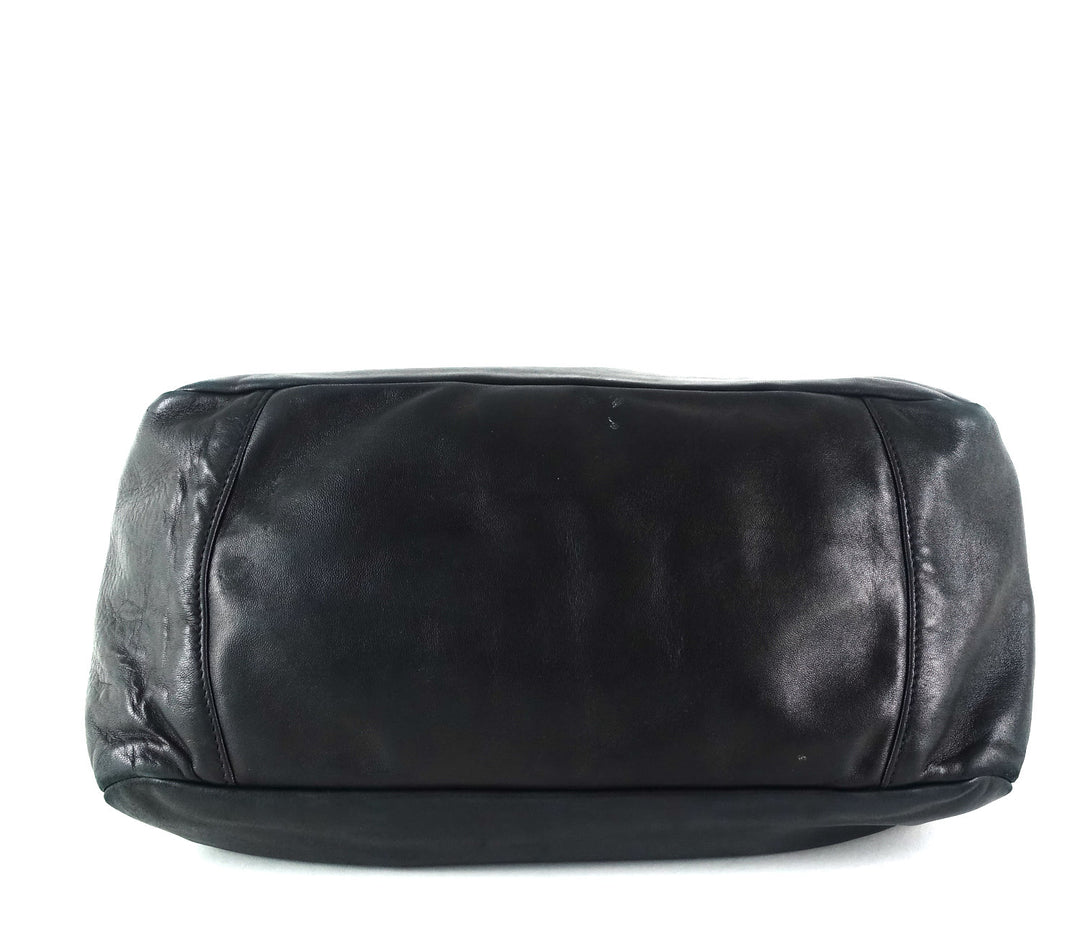 pleated vitello daino leather bag