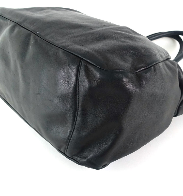 pleated vitello daino leather bag