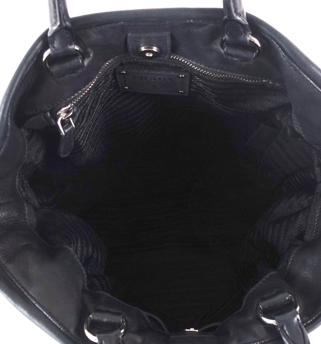 pleated vitello daino leather bag